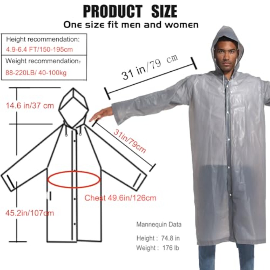 Rain Ponchos for Adults Rainco - Emergency Poncho Rain 리뷰 및 가격