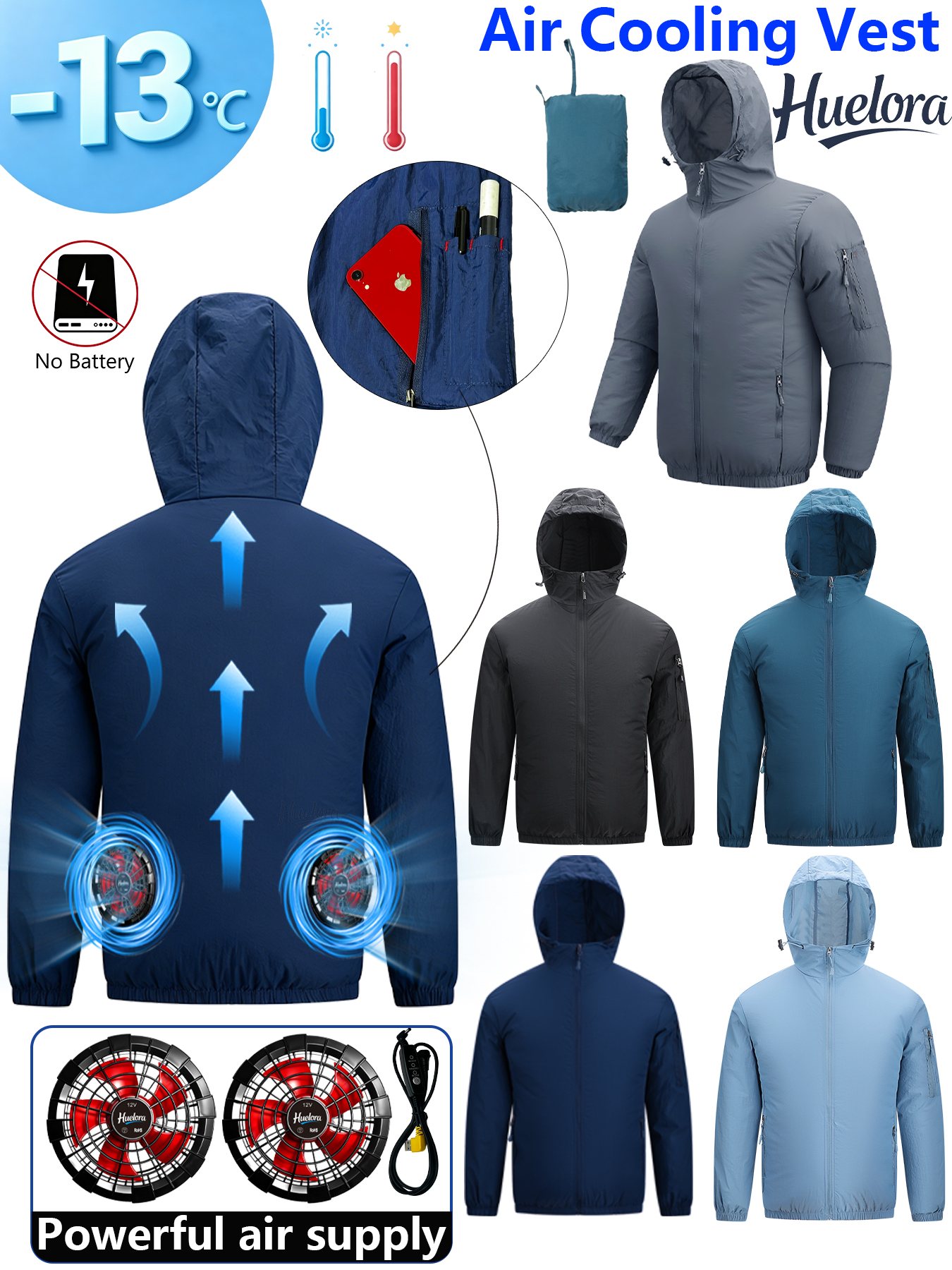 Men's Hooded USB Cooling Jacke - Fishing Kit Compact 리뷰 및 가격