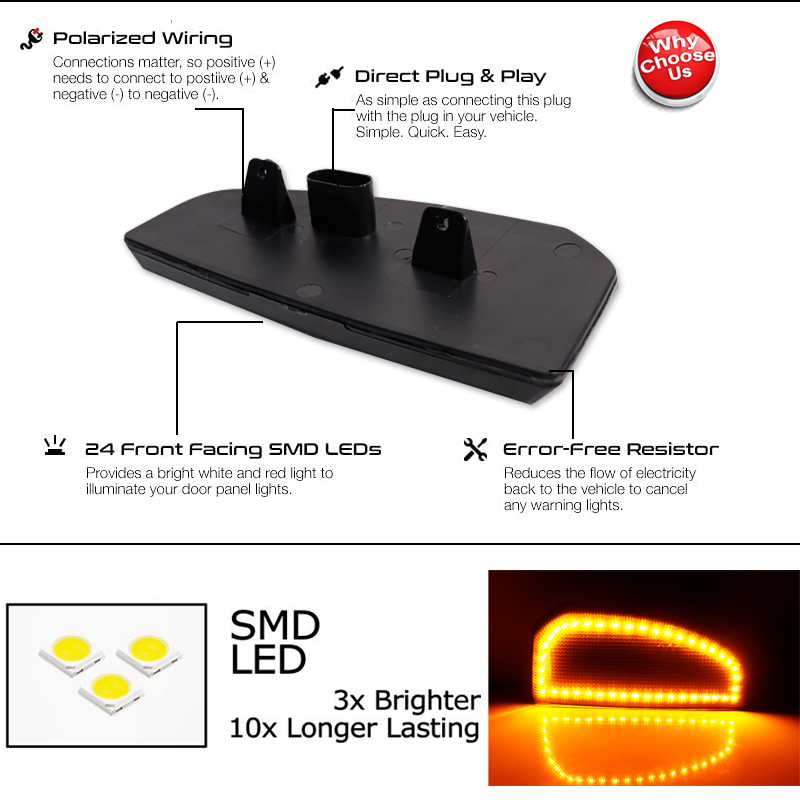 2pcs Switchback LED Side Mirro - Signal Panel Orange 리뷰 및 가격
