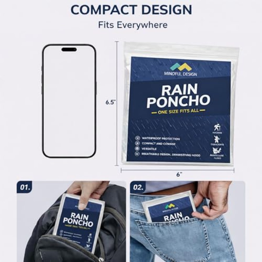 Mindful Design Rain Ponchos wi - Emergency Poncho Rain 리뷰 및 가격