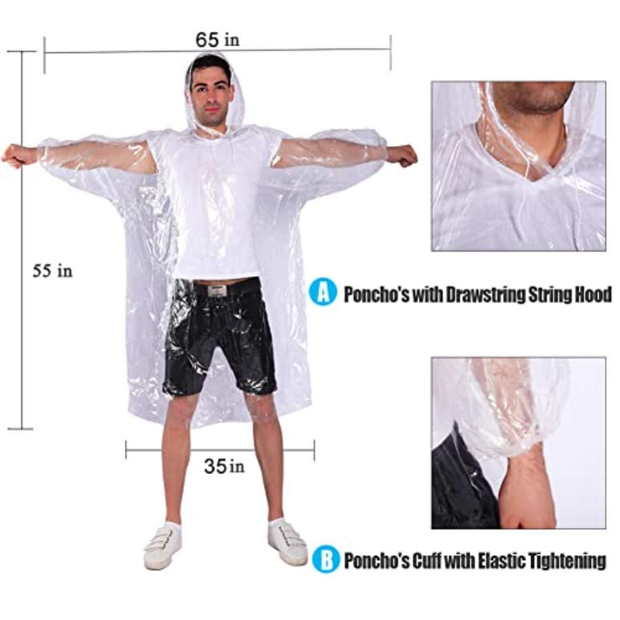 Rain Ponchos, with Drawstring  - Emergency Poncho Rain 리뷰 및 가격